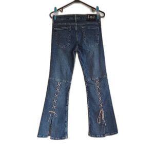 Y2K L.E.I. Vintage 2000s  Denim Rawhide Lace Up Low Rise Flare Leg Jeans